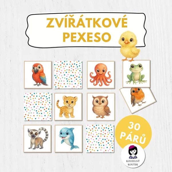 Zvířátkové pexeso | zvířata | zoo | hra pro děti 1