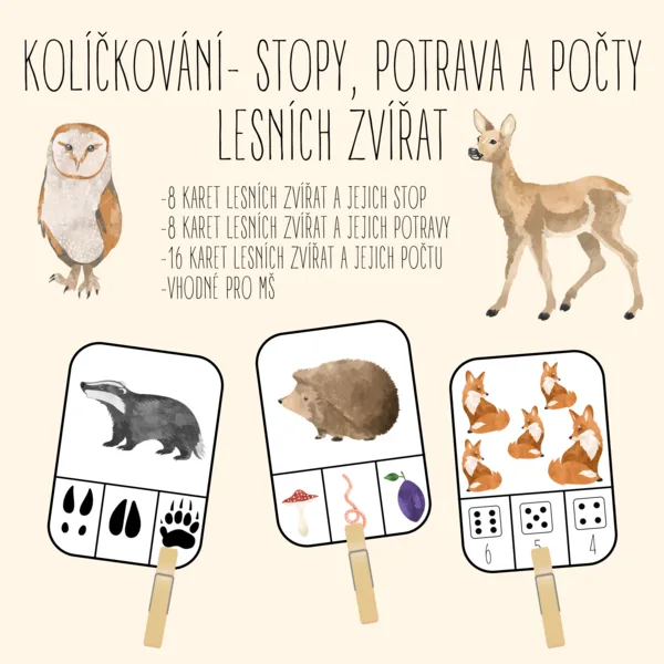 Stopy a potrava lesních zvířat- kolíčkování 1