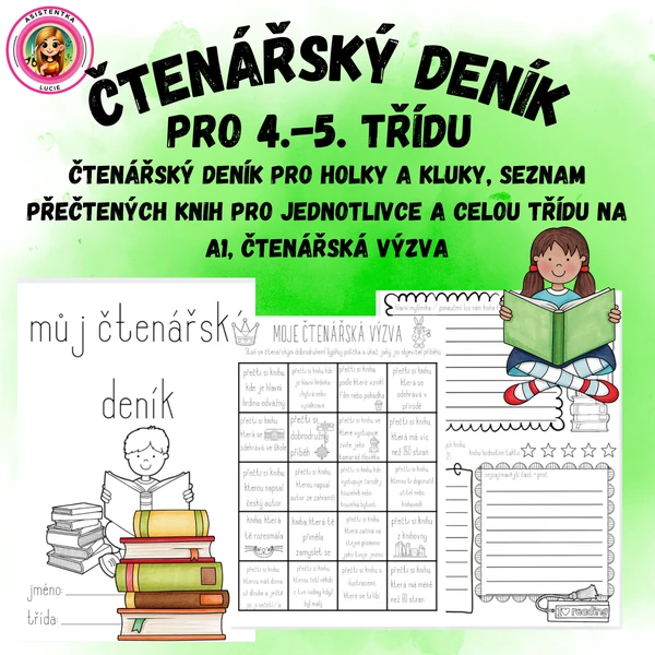 Čtenářský deník pro 4. - 5. třídu, čtenářská výzva, seznam přečtených knih 1