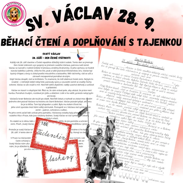 Svatý Václav 28. září - běhací čtení a doplňovačka s tajenkou 1