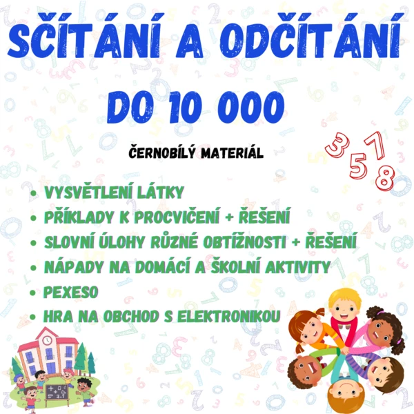  Sčítání a odčítání do 10 000 - příklady + řešení, slovní úlohy různé úrovně, pexeso, hra na obchod s elektronikou 1