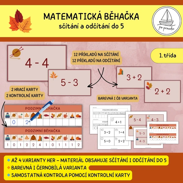 Podzimní matematická běhačka - sčítání a odčítání do 5 1