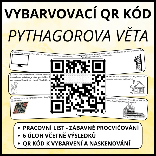 Pythagorova věta - Vybarvovací QR kód 1