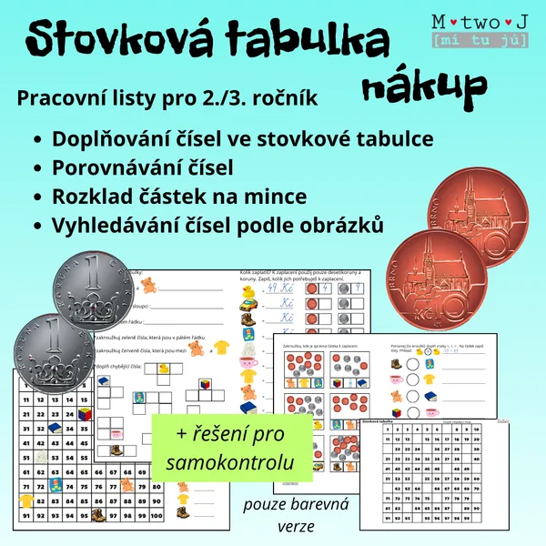 Stovková tabulka - nákup (finanční gramotnost) 1