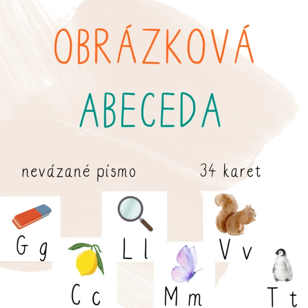 Abeceda - kartičky s obrázky, nevázané písmo 1
