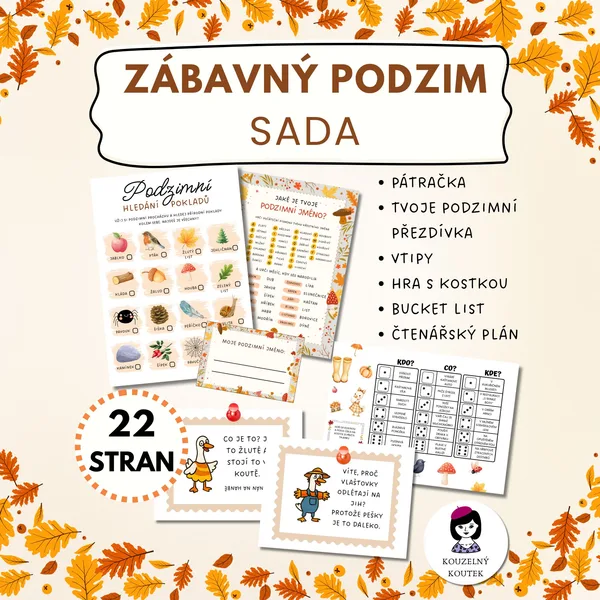 Zábavný podzim sada - Vtipy| Pátračka| Podzimní přezdívka | čtenářský plán 1