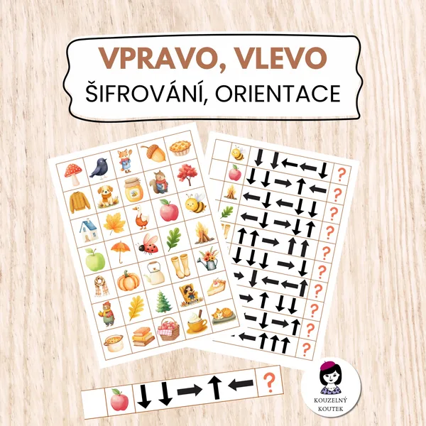 Podzimní šifrování, vpravo, vlevo, orientace, směry, šipkovaná 1