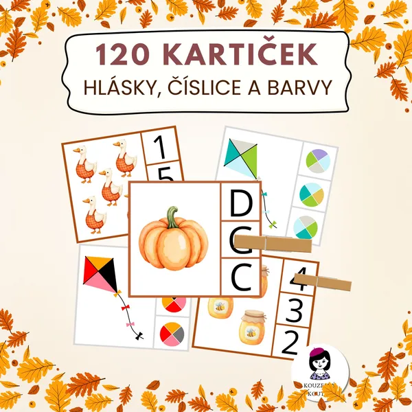 Podzimní kolíčkování - počítání, barvy, první hláska 1