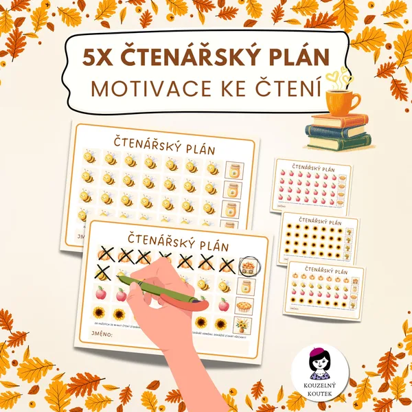 Čtenářské plány - knihovna, čtení, motivace, tracker, podzim 1