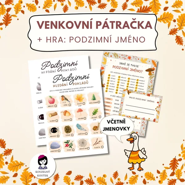 Podzimní pátračka - hledačka - podzimní venkovní hra - hledání podkladů 1