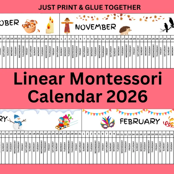 Anglický Lineární Montessori Kalendář 2026 (English) 1