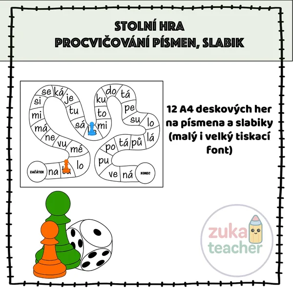 Desková hra - Písmena, slabiky 1