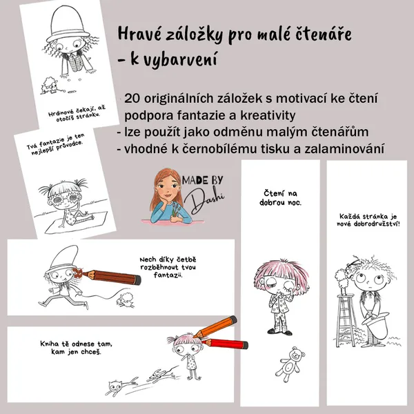 Hravé záložky pro malé čtenáře - k vybarvení 1