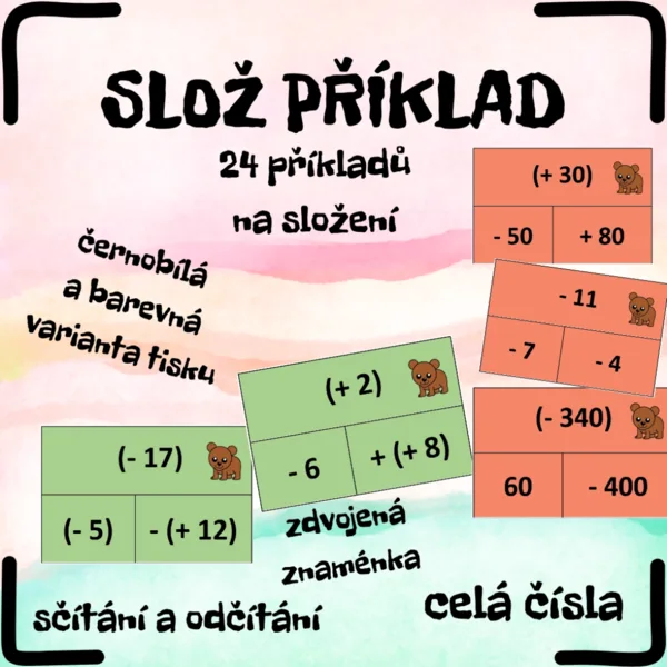 CELÁ ČÍSLA - sčítání, odčítání (SLOŽ PŘÍKLAD) 1