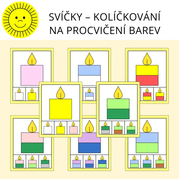 SVÍČKY – KOLÍČKOVÁNÍ NA PROCVIČENÍ BAREV 1