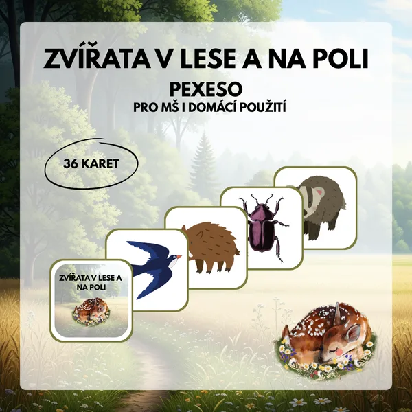 Zvířata v lese a na poli – pexeso 1