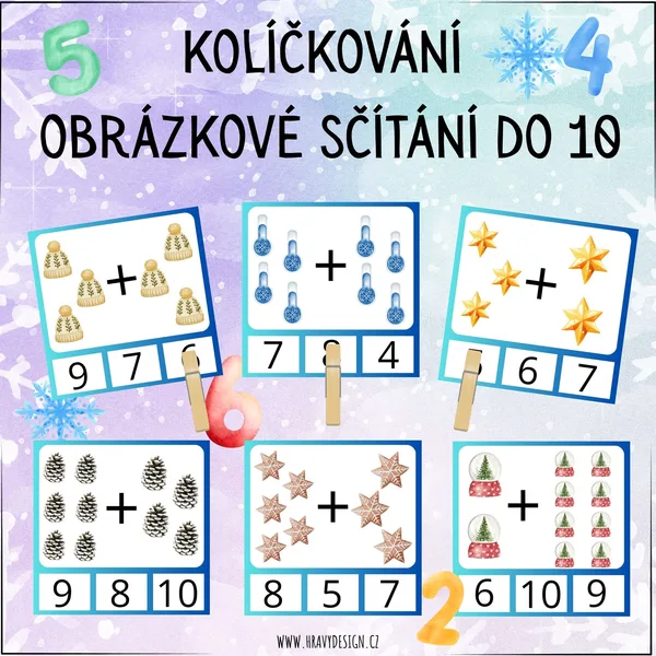 Zimní obrázkové sčítání do 10 1