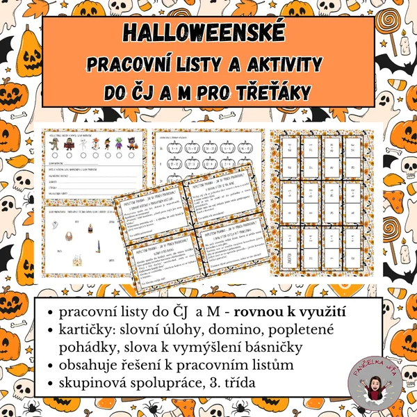 Halloweenské pracovní listy a aktivity do ČJ a M pro třeťáky 1