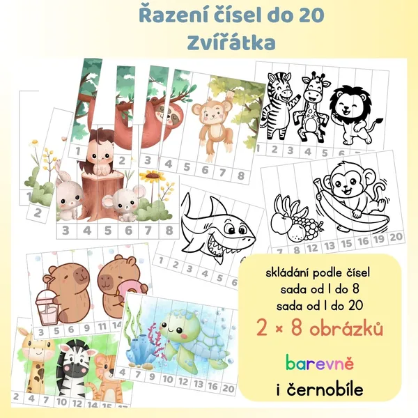 Řazení čísel do 20 - Zvířátka 1