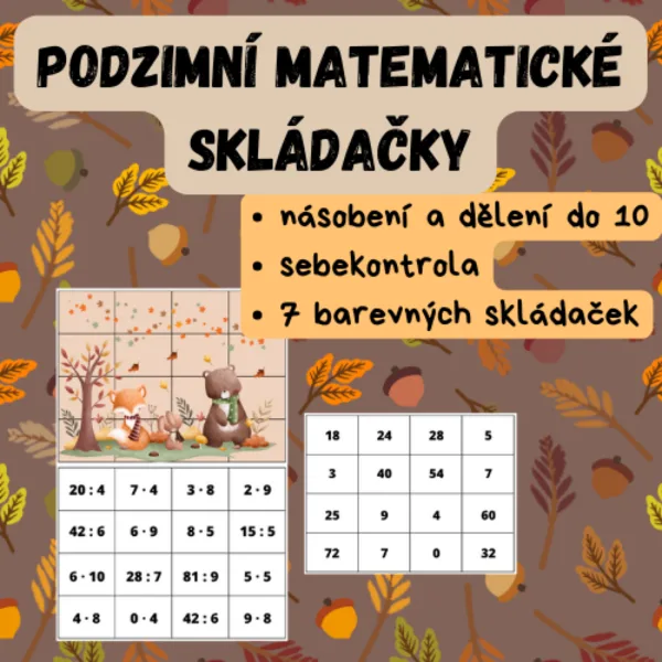Podzimní matematické skládačky - malá násobilka 1