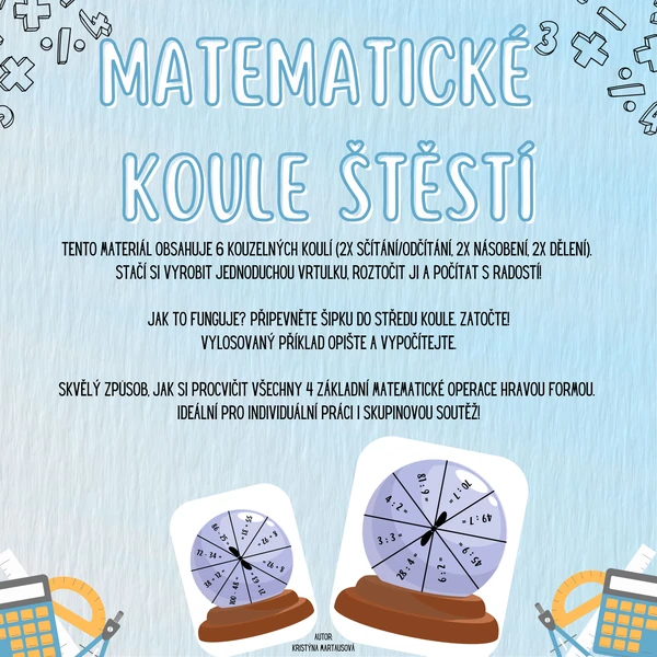 Matematické koule štěstí - Sčítání, odčítání, násobení, dělení 1