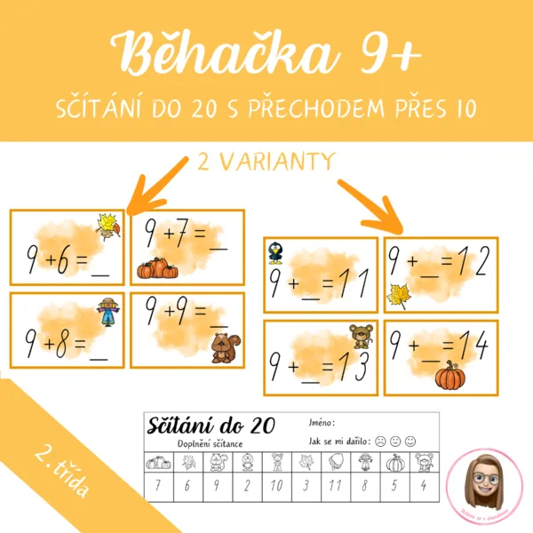Sčítání do 20 s přechodem, 9+ 1