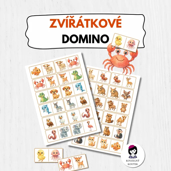 Zvířátkové domino | zvířata domino | zoo | mláďata| kooperativní hra 1