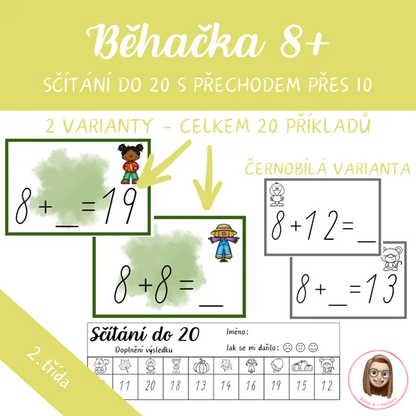 Sčítání do 20 s přechodem, 8+ 1