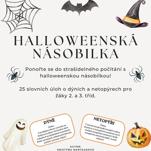 Halloweenská násobilka - 25 slovních úloh 1