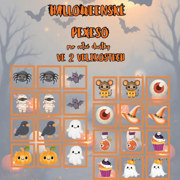 HALLOWEENSKÉ PEXESO - 2 velikosti 🎃🦇 1