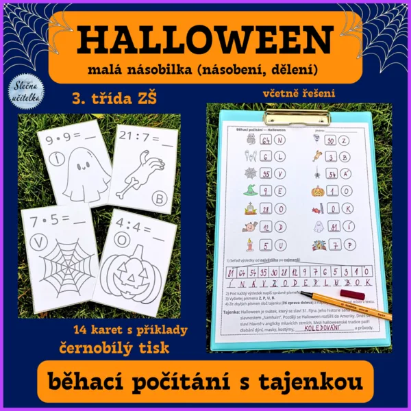 BĚHACÍ POČÍTÁNÍ S TAJENKOU - HALLOWEEN (malá násobilka) 1