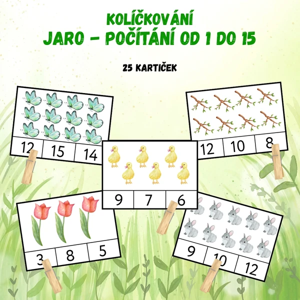 Kolíčkování JARO - počítání od 1 do 15 1