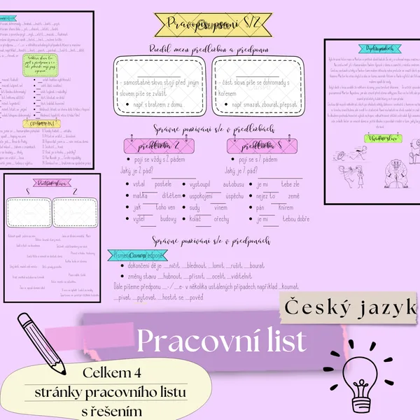Pracovní list PRAVOPIS S/Z s řešením 1