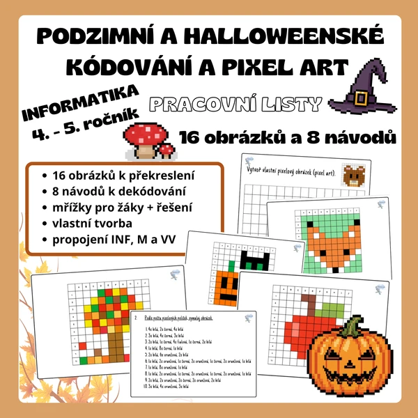 Podzimní a halloweenské kódování a PIXEL ART 1