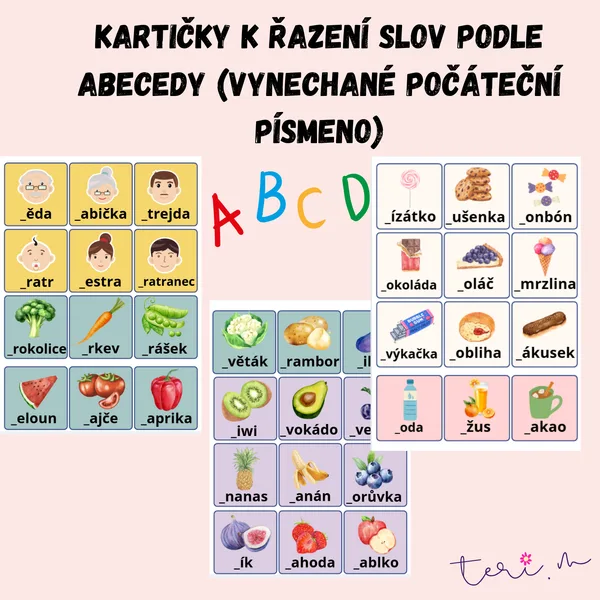 ABECEDA - řazení slov (vynechané počáteční písmeno) 1