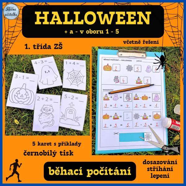 BĚHACÍ POČÍTÁNÍ - HALLOWEEN (+ a - v oboru 1 - 5) - 1. třída 1