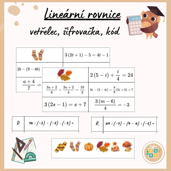 LINEÁRNÍ ROVNICE - vetřelec, šifrovačka, kód 1