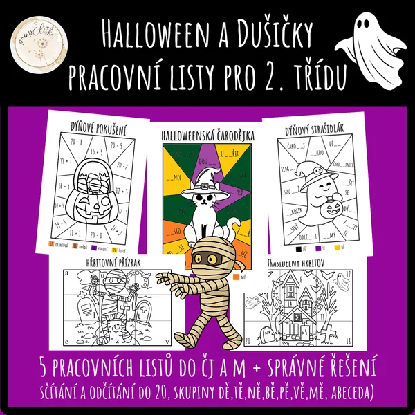 Halloween a Dušičky – pracovní listy pro 2. třídu 1