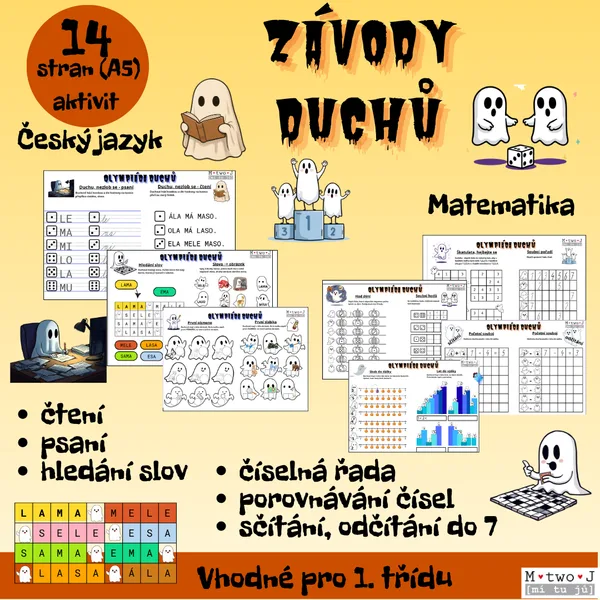 Závody duchů - matematika, český jazyk pro 1. třídu 1