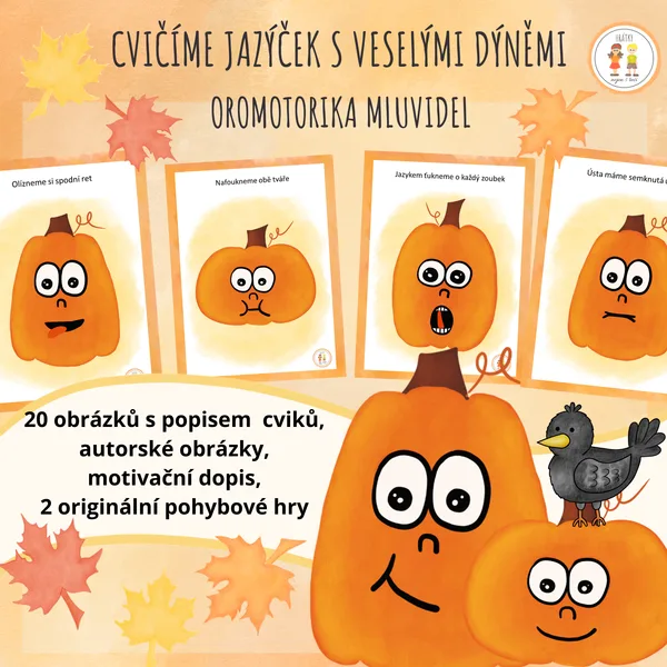 Cvičíme jazýček s veselými dýněmi - Oromotorika mluvidel 1