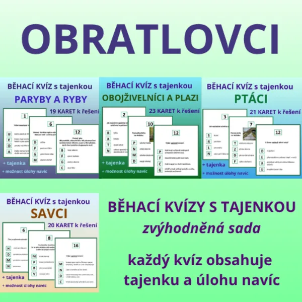 OBRATLOVCI - běhací kvízy - zvýhodněná sada 1
