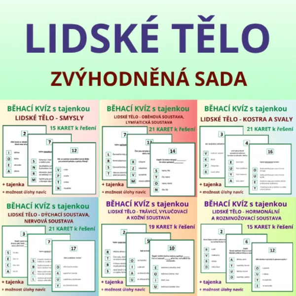 LIDSKÉ TĚLO - běhací kvízy - zvýhodněná sada 1
