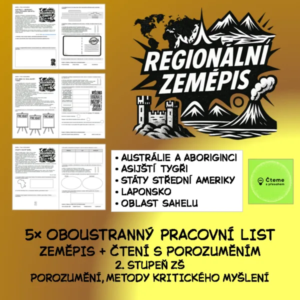 Regionální zeměpis svět - 5 oboustranných PL na čtení s porozuměním 1
