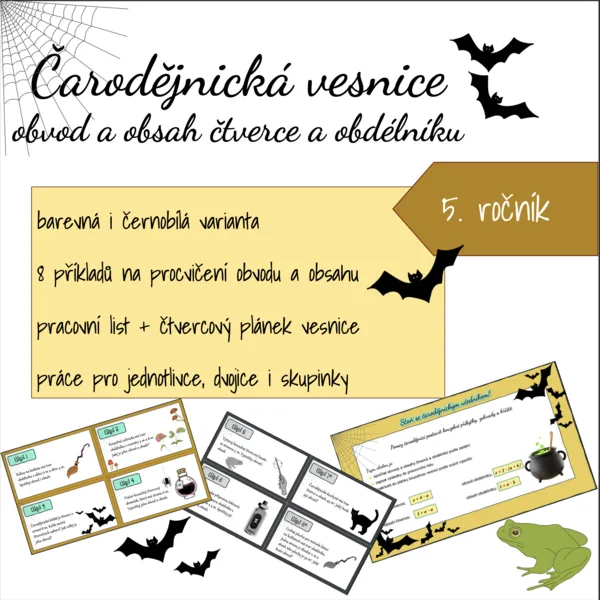 Čarodějnická vesnice - obvod a obsah čtverce a obdélníku 1
