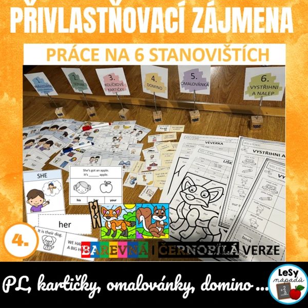 AJ Přivlastňovací zájmena - práce na stanovištích 1