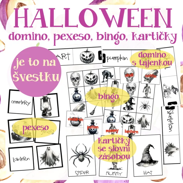 Halloween - bingo, pexeso, domino, kartičky se slovní zásobou 1
