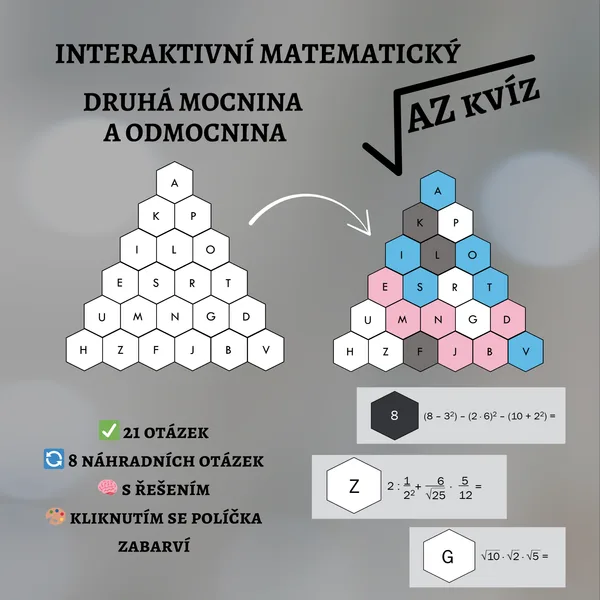 AZ kvíz - druhá mocnina a odmocnina 1
