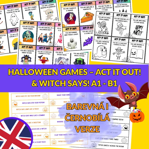 Halloween games – Act It Out! & Witch Says! A1 - B1 1
