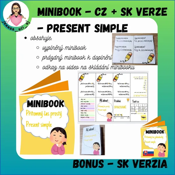 Minibook - present simple - CZ + SK verze 1