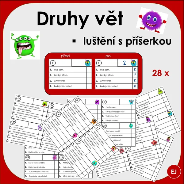 Druhy vět - luštění s příšerkou 1